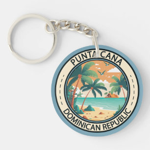 Punta Cana Dominican Republic Hut Badge Keychain