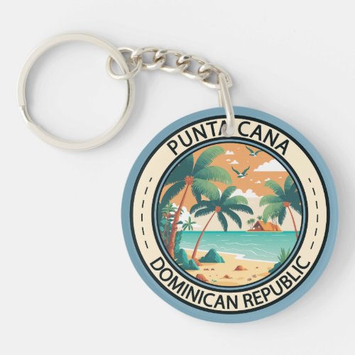 Punta Cana Dominican Republic Hut Badge Keychain