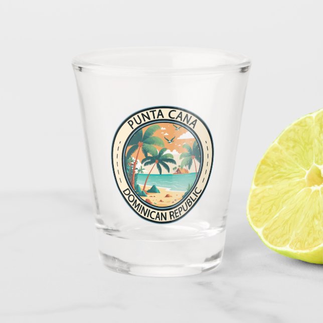 Punta Cana Dominican Republic Hut Badge Shot Glass (Front)