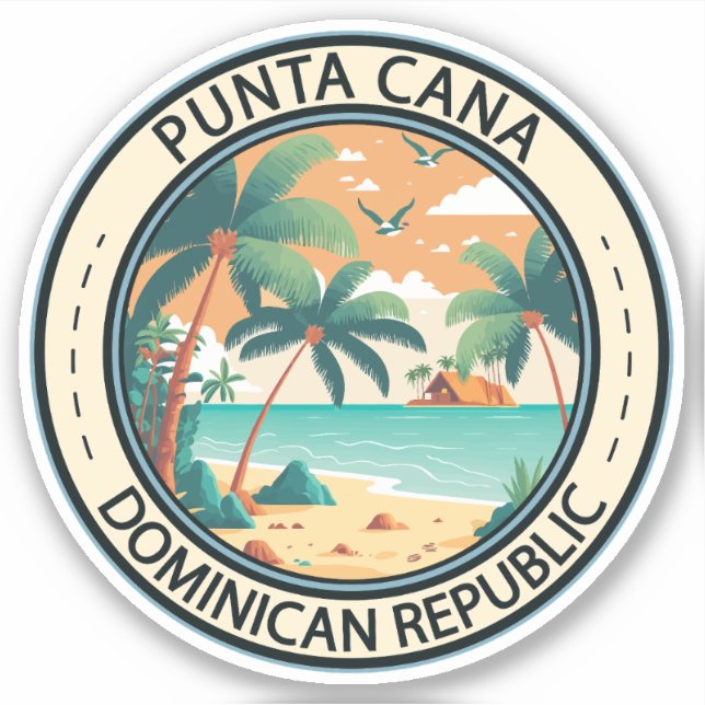 Punta Cana Dominican Republic Hut Badge Sticker (Front)