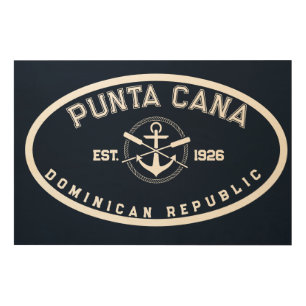 Punta Cana Dominican Republic Navy Oars Anchor Wood Wall Art