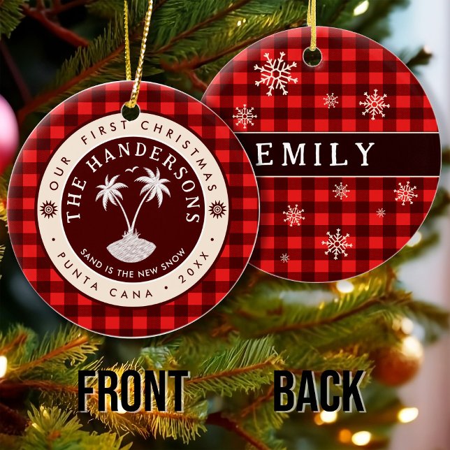 Punta Cana Dominican Republic Palm Tree Souvenir Ceramic Ornament (Creator Uploaded)