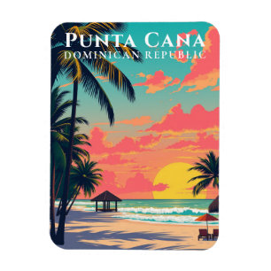 Punta Cana Dominican Republic Retro Beach Travel Magnet