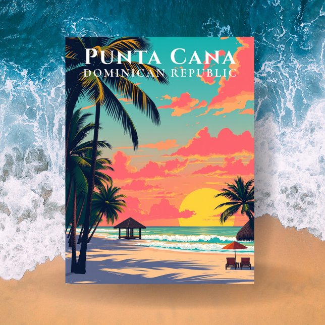 Punta Cana Dominican Republic Retro Beach Travel Postcard (Punta Cana Dominican Republic Retro Beach Travel Postcard
)