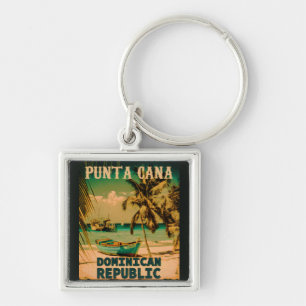 Punta Cana Dominican Republic - Retro Souvenir 80s Keychain