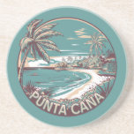 Punta Cana Dominican Republic Travel Art Badge Coaster<br><div class="desc">Punta Cana vector art design. The Bávaro area and Punta Cana combine to form what's known as La Costa del Coco,  or the Coconut Coast,  an area of lavish,  all-inclusive resorts.</div>