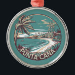Punta Cana Dominican Republic Travel Art Badge Metal Ornament<br><div class="desc">Punta Cana vector art design. The Bávaro area and Punta Cana combine to form what's known as La Costa del Coco,  or the Coconut Coast,  an area of lavish,  all-inclusive resorts.</div>