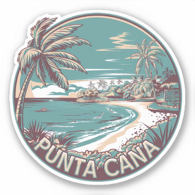 Punta Cana Dominican Republic Travel Art Badge Sticker (Front)
