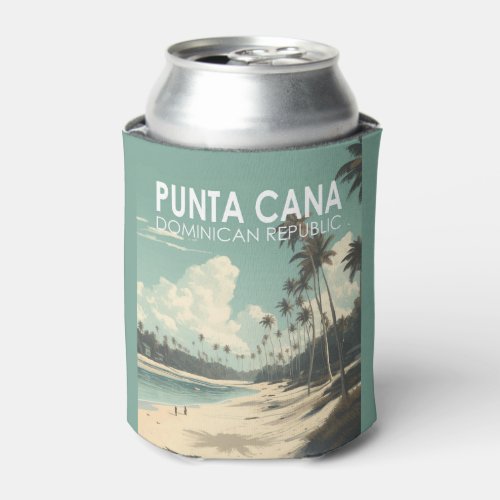 Punta Cana Dominican Republic Travel Art Vintage Can Cooler