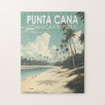 Punta Cana Dominican Republic Travel Art Vintage Jigsaw Puzzle<br><div class="desc">Punta Cana vector art design. The Bávaro area and Punta Cana combine to form what's known as La Costa del Coco,  or the Coconut Coast,  an area of lavish,  all-inclusive resorts.</div>