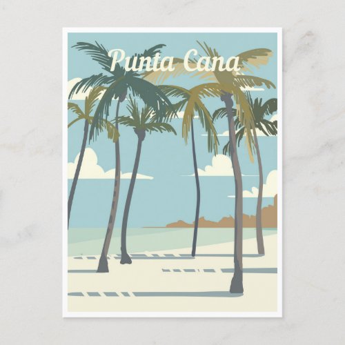 Punta Cana Dominican Republic Travel Art Vintage Postcard