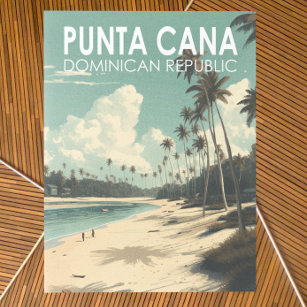 Punta Cana Dominican Republic Travel Art Vintage Postcard