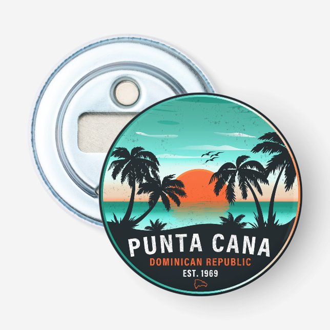 Punta Cana Dominican Retro Sunset Souvenir 60s Bottle Opener (Front)