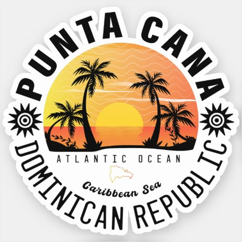Punta Cana Dominican Retro Sunset Souvenir 60s Sticker
