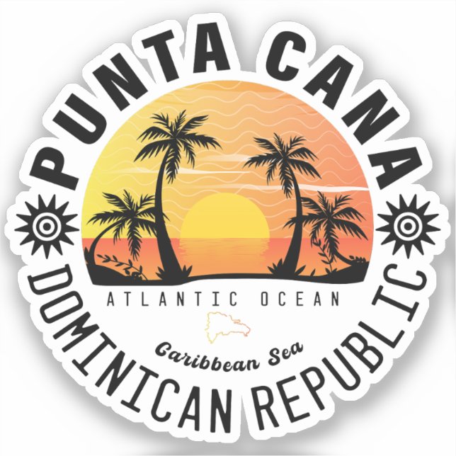 Punta Cana Dominican Retro Sunset Souvenir 60s Sticker (Front)