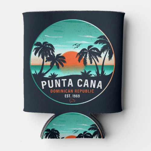 Punta Cana Dominican Retro Sunset Souvenir 80s Can Cooler