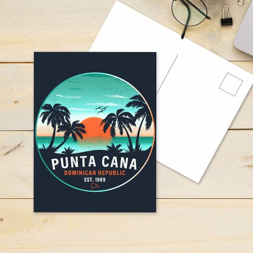 Punta Cana Dominican Retro Sunset Souvenir 80s Postcard