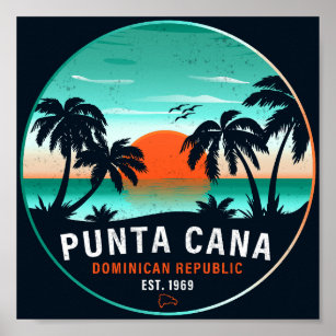 Punta Cana Dominican Retro Sunset Souvenir 80s Poster