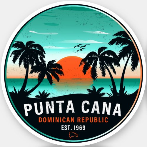 Punta Cana Dominican Retro Sunset Souvenir 80s Sticker