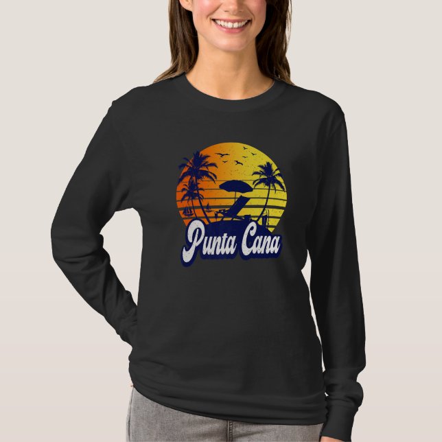 Punta Cana Dominican Sunset Beach Retro Premium T-Shirt (Front)
