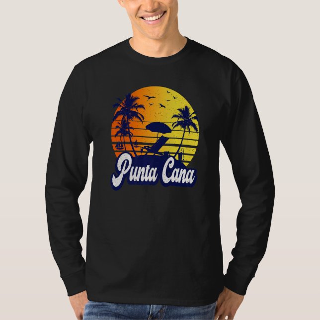 Punta Cana Dominican Sunset Beach Retro Premium T-Shirt (Front)