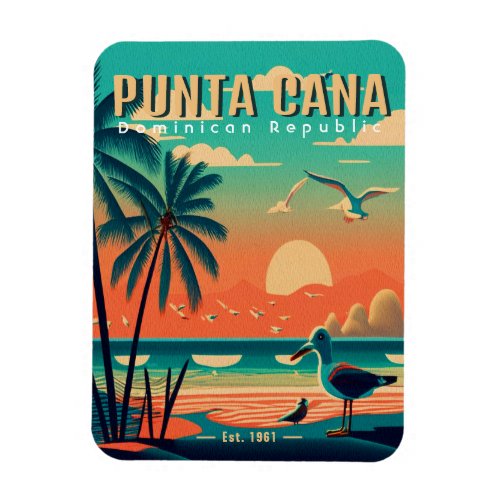 Punta Cana DR Retro Flamingos Souvenir 1950s Magnet