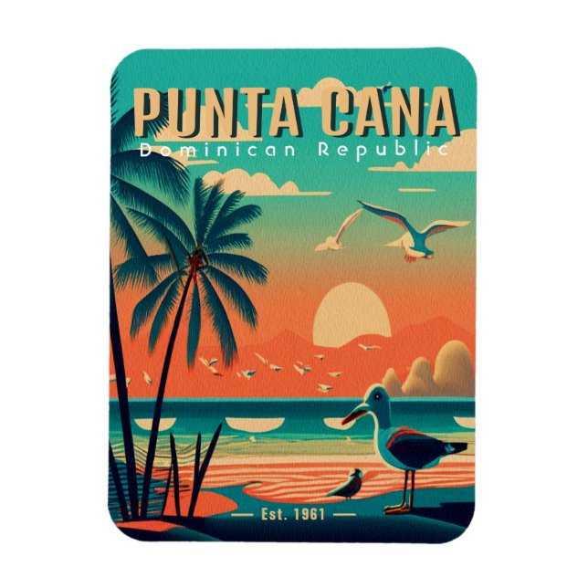 Punta Cana DR Retro Flamingos Souvenir 1950s Magnet (Vertical)
