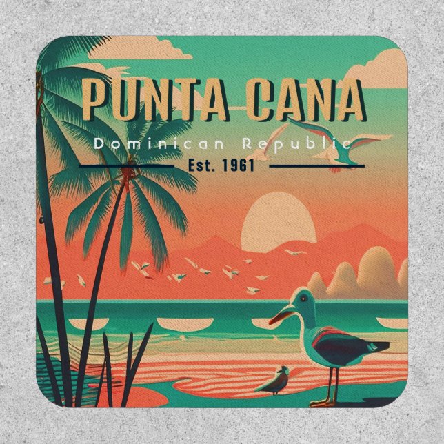 Punta Cana DR Retro Flamingos Souvenir 1950s Patch (Front)