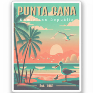 Punta Cana DR Retro Flamingos Souvenir 1950s Sticker