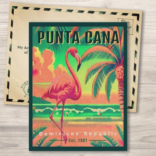 Punta Cana DR Retro Flamingos Souvenir 1960s Postcard