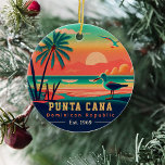 Punta Cana DR Retro Sunset Souvenirs 1960s Ceramic Ornament<br><div class="desc">Punta Cana Dominican Republic Tropical Retro Sunset design. Indulge in the nostalgia of Punta Cana with our vintage souvenir, designed specifically for seaside vacationers. Reminiscent of a bygone era, this design encapsulates the tranquility and beauty of the cove, serving as a delightful reminder of your beachside getaway. You can customize...</div>