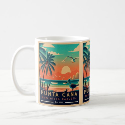 Punta Cana DR Retro Sunset Souvenirs 1960s Coffee Mug