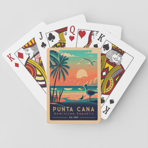 Punta Cana DR Retro Sunset Souvenirs 1960s Poker Cards