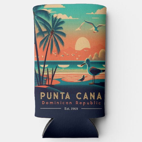 Punta Cana DR Retro Sunset Souvenirs 1960s Seltzer Can Cooler
