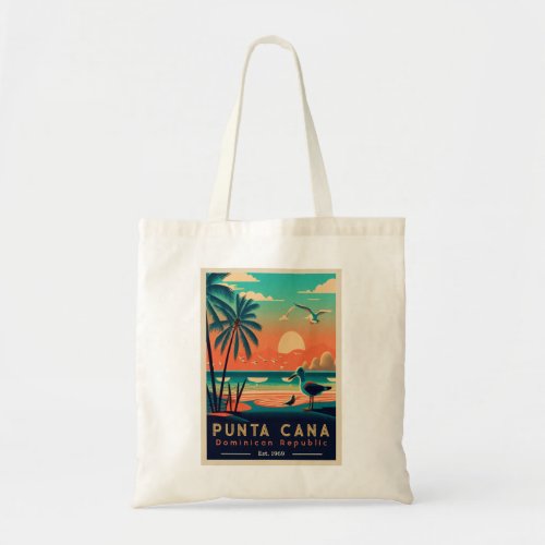Punta Cana DR Retro Sunset Souvenirs 1960s Tote Bag
