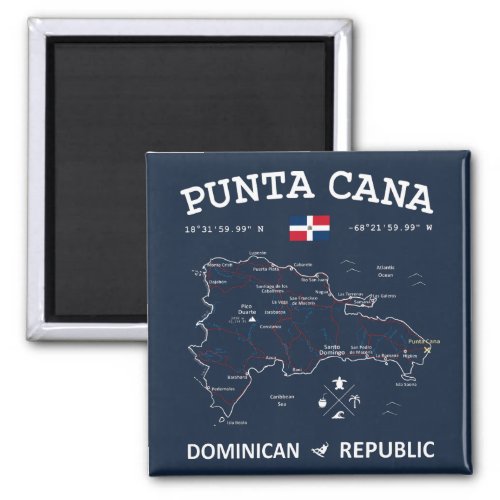 Punta Cana Map Magnet