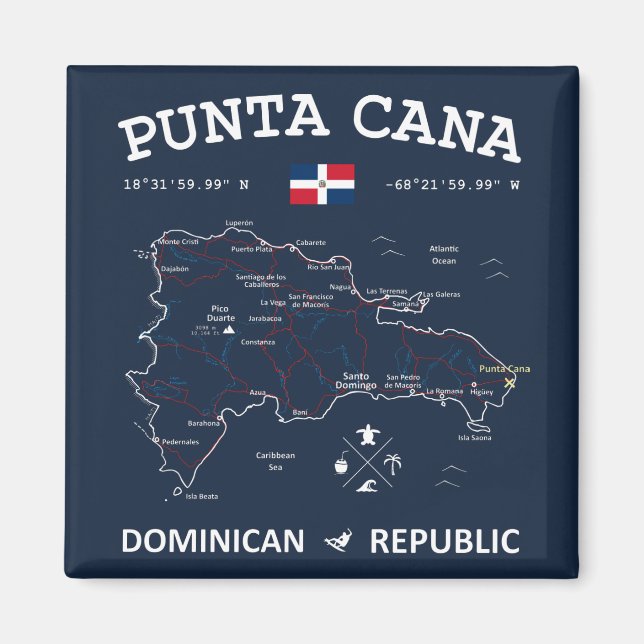 Punta Cana Map Magnet (Front)