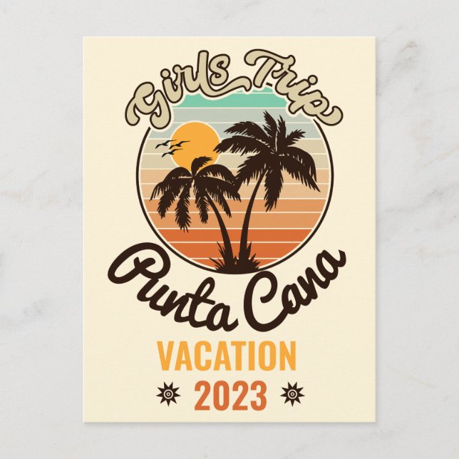 Punta Cana personalize Vacation 2023 Retro 60s Postcard (Front)