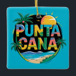 Punta Cana Sunset Colorful Travel Art Emblem Ceramic Ornament<br><div class="desc">Punta Cana vector art design. The Bávaro area and Punta Cana combine to form what's known as La Costa del Coco,  or the Coconut Coast,  an area of lavish,  all-inclusive resorts.</div>