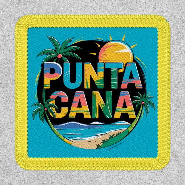 Punta Cana Sunset Colorful Travel Art Emblem Patch (Front)
