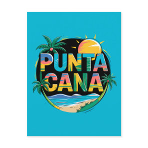 Punta Cana Sunset Colorful Travel Art Emblem Postcard
