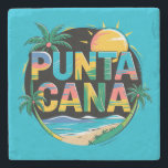 Punta Cana Sunset Colorful Travel Art Emblem Stone Coaster<br><div class="desc">Punta Cana vector art design. The Bávaro area and Punta Cana combine to form what's known as La Costa del Coco,  or the Coconut Coast,  an area of lavish,  all-inclusive resorts.</div>