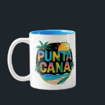 Punta Cana Sunset Colorful Travel Art Emblem Two-Tone Coffee Mug<br><div class="desc">Punta Cana vector art design. The Bávaro area and Punta Cana combine to form what's known as La Costa del Coco,  or the Coconut Coast,  an area of lavish,  all-inclusive resorts.</div>
