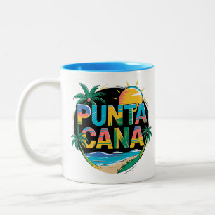 Punta Cana Sunset Colorful Travel Art Emblem Two-Tone Coffee Mug