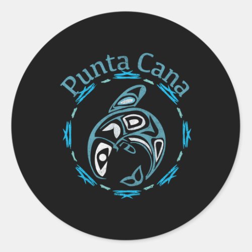Punta Cana Tribal Fish Classic Round Sticker