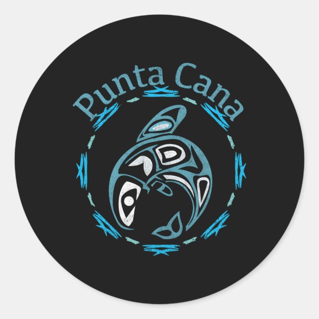 Punta Cana Tribal Fish Classic Round Sticker (Front)