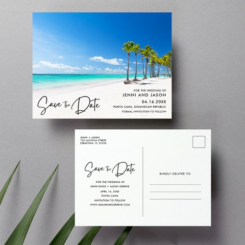Punta Cana Tropical Beach Wedding Save The Date Announcement Postcard