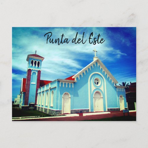 punta church blue postcard