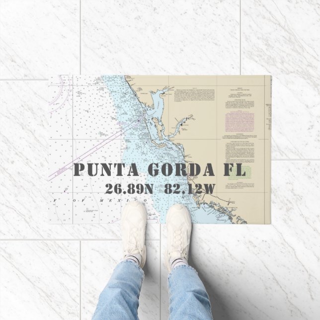 Punta Gorda FL Latitude Longitude Nautical Boating Doormat (Indoor)