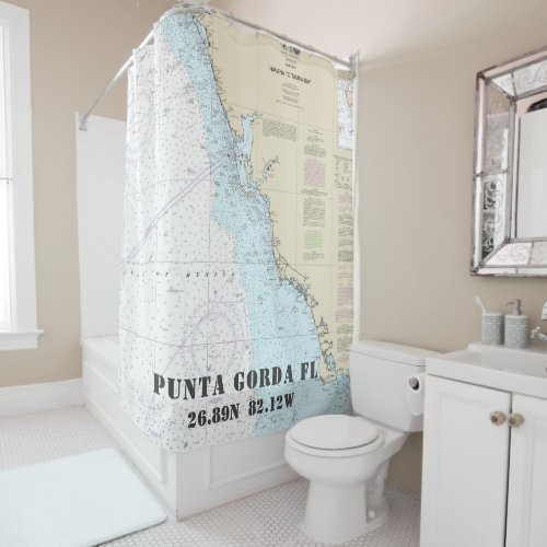 Punta Gorda FL Latitude Longitude Nautical Chart Shower Curtain